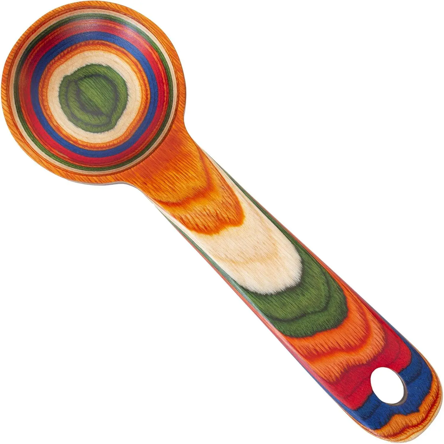 Marrakesh Collection Wooden Coffee Scoop – Colorful Birch Wood Reusable Scoop for Ground Coffee, Protein Powder & More