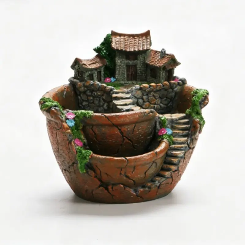 Creative Resin Flower Pot, Handmade Craft, Multi-Functional Succulent Planter, Outdoor Garden Decor, Patio, Backyard Sculpture Ornament