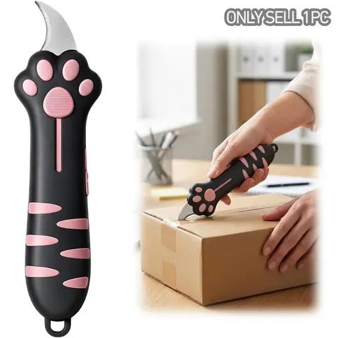 Adjustable Cat Claw Box Cutter, Ergonomic Silicone Handle, Safe Unboxing Tool for Home & Office, Cutting Supplies, Easy Opening for Boxes and Cardboard
