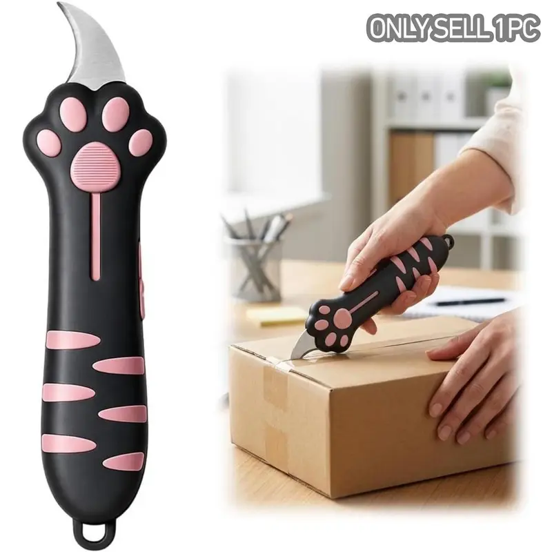 Adjustable Cat Claw Box Cutter, Ergonomic Silicone Handle, Safe Unboxing Tool for Home & Office, Cutting Supplies, Easy Opening for Boxes and Cardboard
