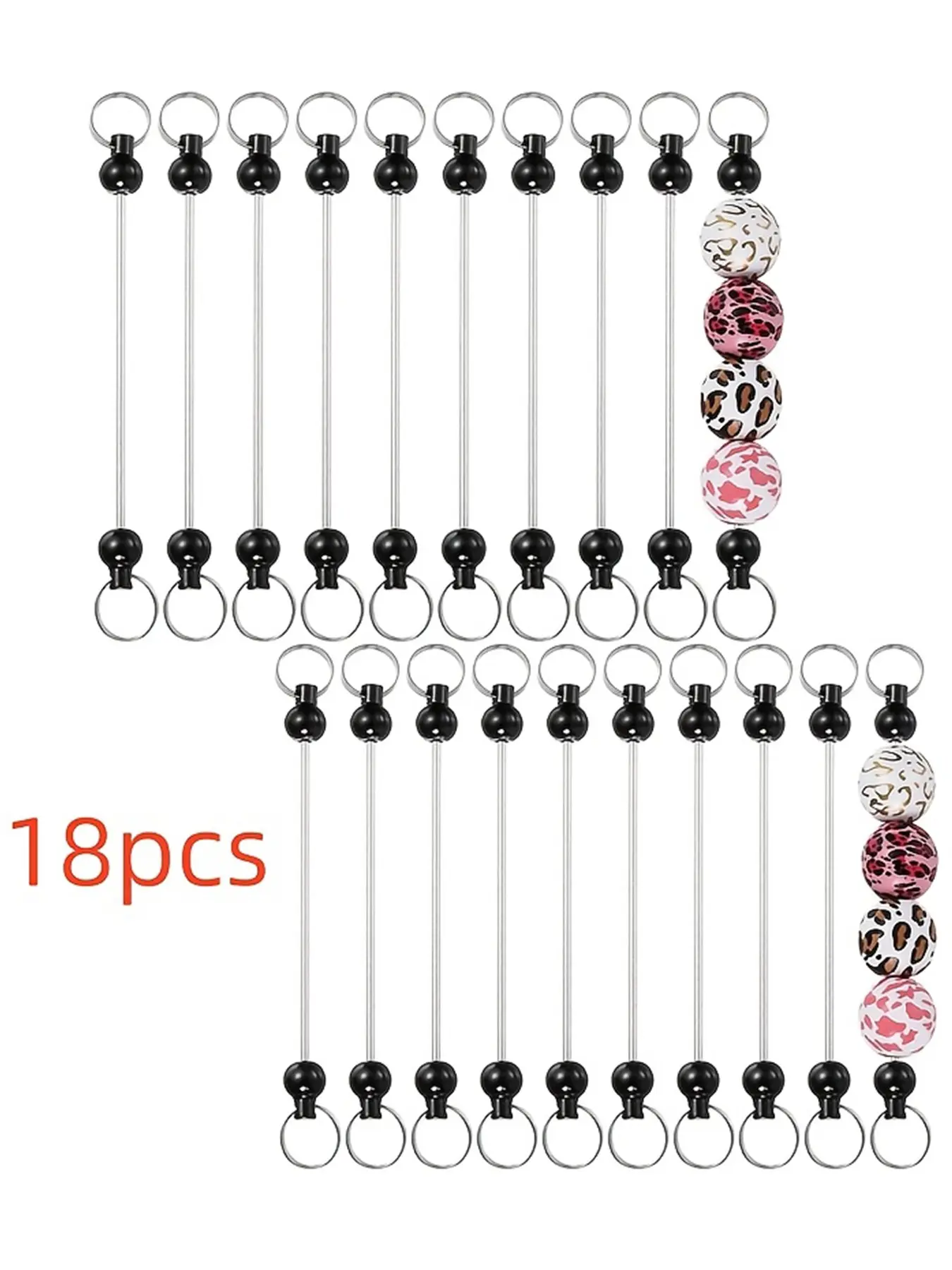 Stylish 18-Piece Blank Beadable Keychain Bar Set with Women’s Key Rings, Multi-Purpose DIY Findings for Custom Handcraft Gifts & Fashion Bag Decorations
