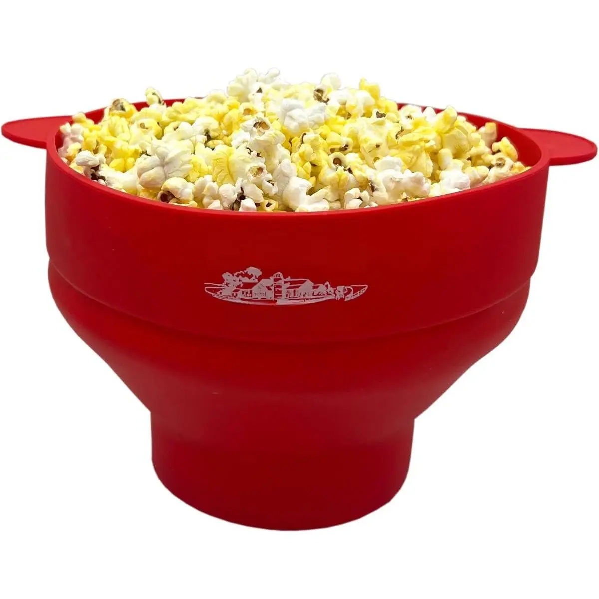 | Collapsible  Microwave Popper with Customized ACP Logo | BPA and PVC Free  Bowl with Handles | Dishwasher Safe | Includes 2-2 oz Bags of Kernels (Red)