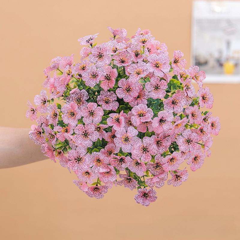 Violet artificial bouquet, purple roses, artificial flowers, artificial eucalyptus, fake flowers, decorative DIY hanging basket