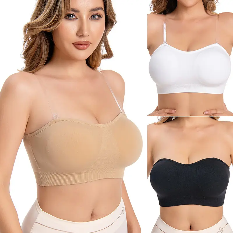 Women's Plus Size Strapless Bra, Seamless Padded Wireless Tube Top with Non-Slip Silicone Support for Large Busts, Strapless Bras, Padded Tube, Bras For Large Bust,back to school,back to school haul