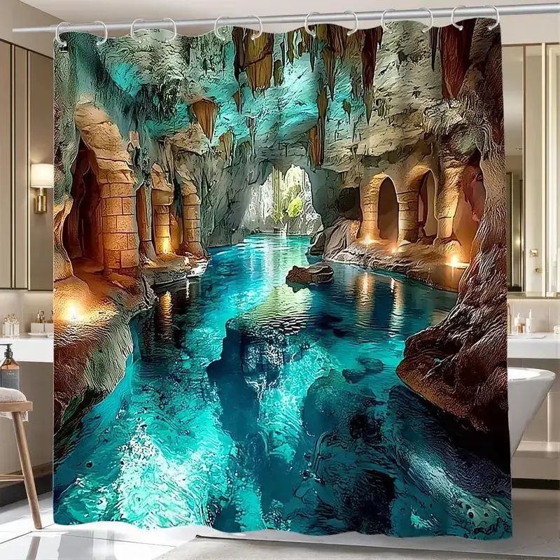 2D Flat, 1pc of Bathroom Shower Curtain, Shower Curtain, with 12 Hooks, Suitable for Home and Hotel Decor, Machine Washable Shower Curtain 2D Flat Printing, 2D Flat