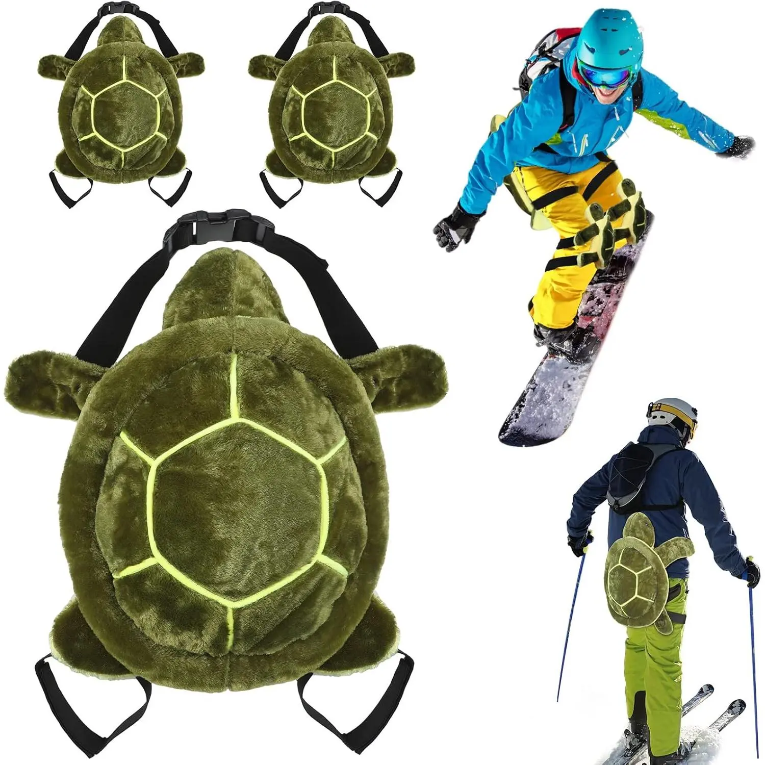 3pcs Turtle Butt Pads  Snowboarding Ski Protective Gear Set Cute Turtle 3D Hip Protectors  Skating Tortoise Cushion Padded Turtle Knee Pad  Kids Adults Skiing Roller Protection