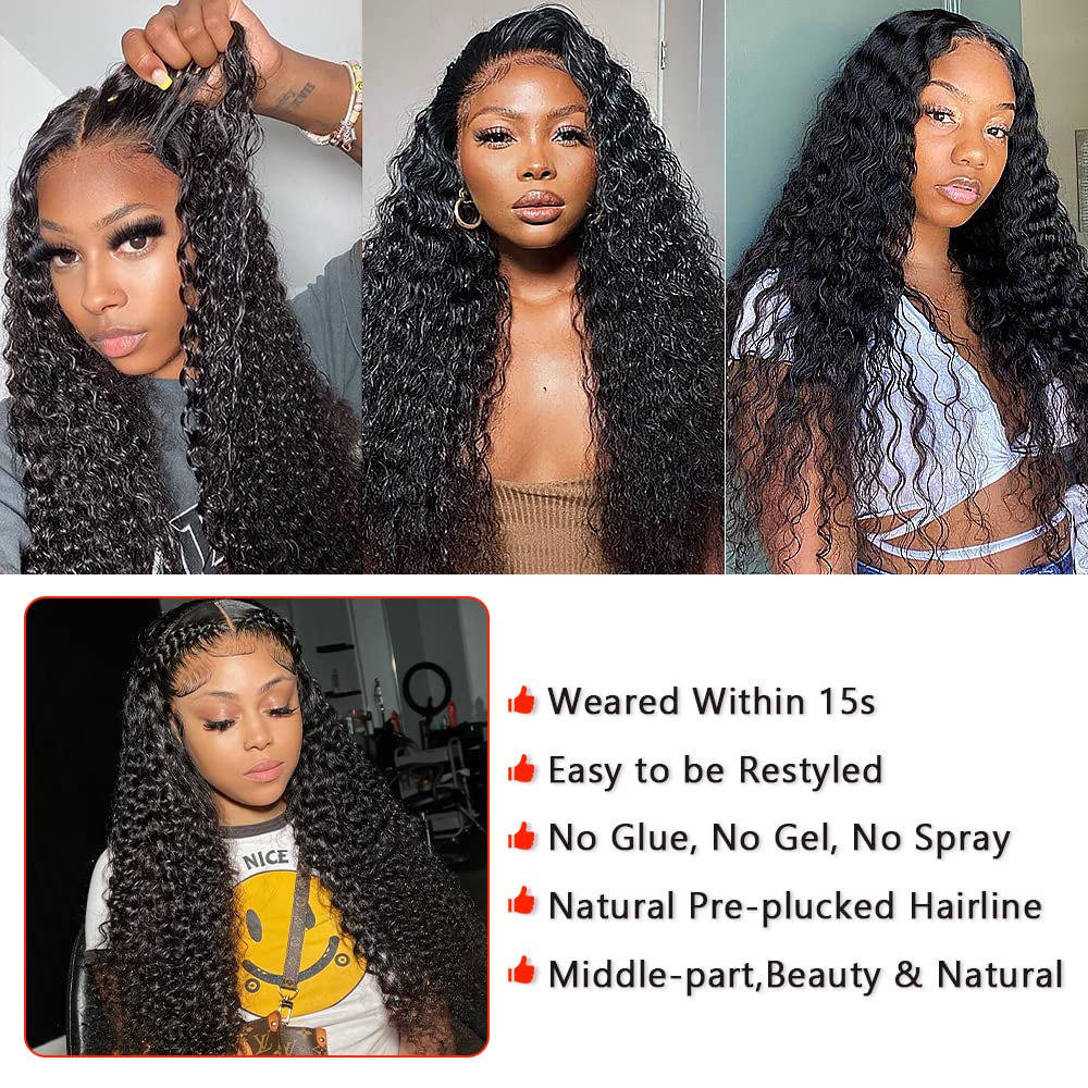 TikTokShopBlackFriday Bling Hair Glueless Wig Deep Wave 6x4 5x5 7x5 9x6 Pre Cut Lace Closure Wigs Human Hair Curly Water Wave Ready to Wear Transparent Lace Wig For Women Pre Plucked Natural Hairline 30 In Dealsforyoudays