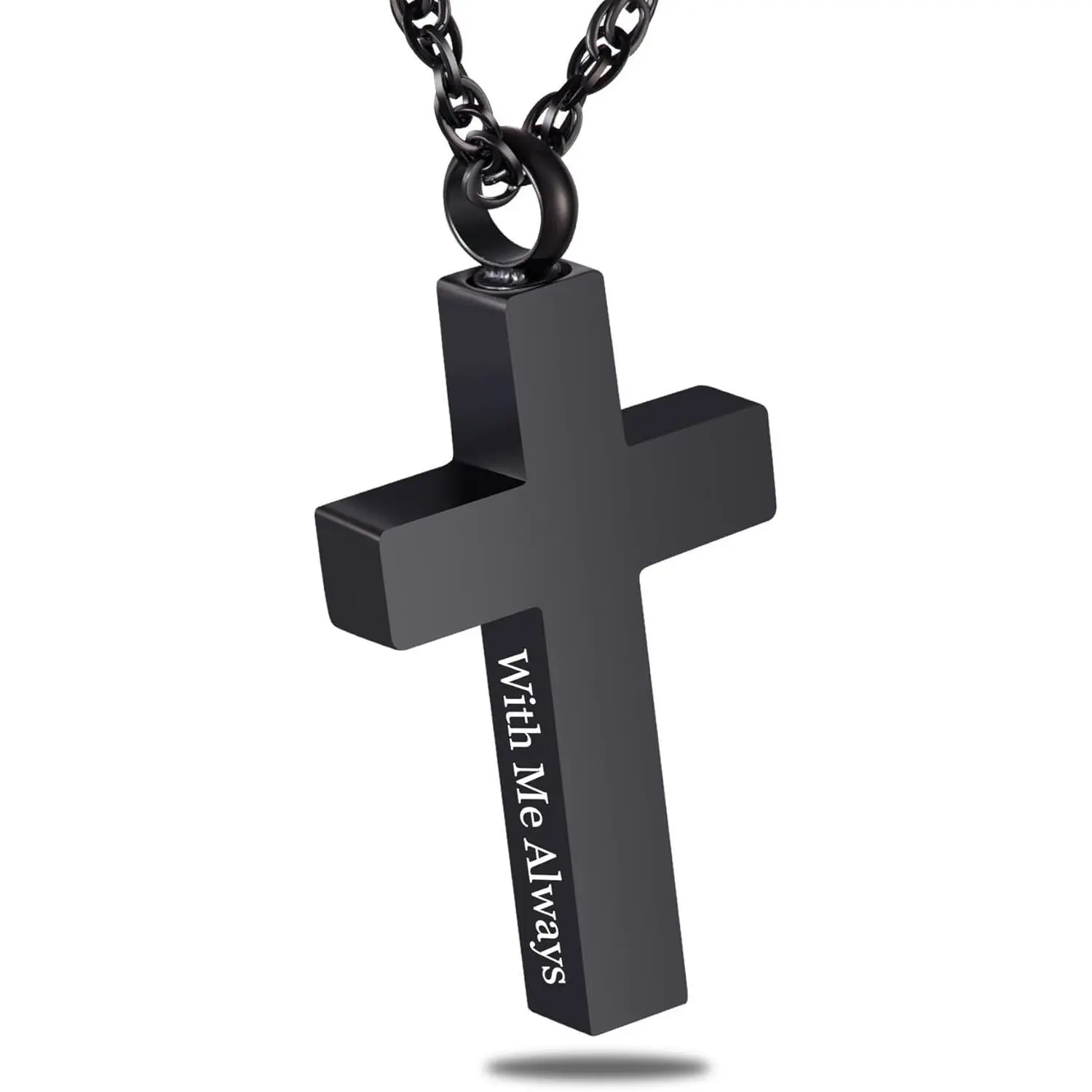 Christian Style Cross Necklace for Ashes, Stainless Steel Urn Locket for Men & Women, Memorial Keepsake Jewelry, Faith-Based Gift for Grandpa, Cross Necklaces, Memorial Jewelry, Faith-Based Fashion, Crucifix Graphic Necklaces