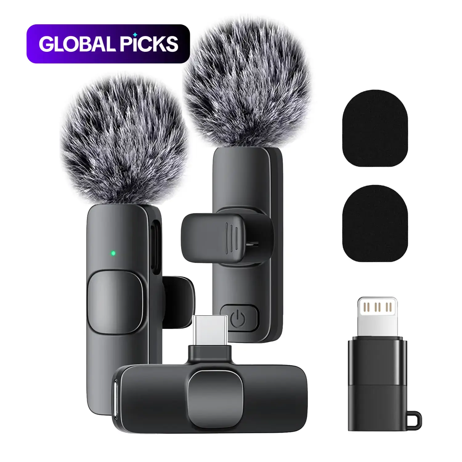 Wireless Mini Lavalier Microphone for iPhone, iPad & Android, Noise-Cancelling Plug & Play Lapel Mic for Lightning, USB-Rechargeable Microphone for Short-Video Platforms, Vlogs & Live Streaming, Live Streaming Equipment