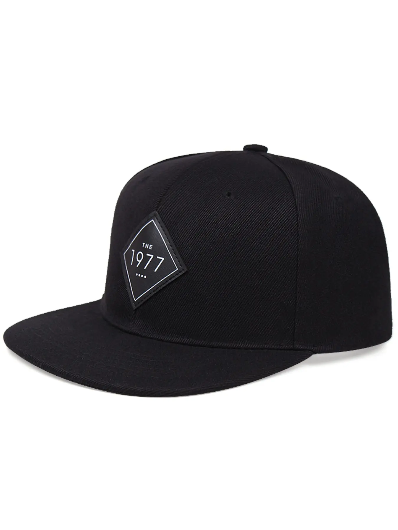 Men's Black The 1977 Flatbill Snapback Cap, Vintage Hip Hop Style Flat Bill Baseball Cap with Adjustable Back, Ideal for Casual Outings, Sports and Urban Streetwear Looks