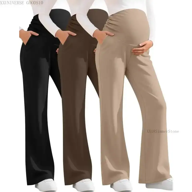 3 Pack Women's Maternity Pants Over The Belly Pregnancy Pants Comfy Bootcut Pregnant Sweatpants with PocketsXXUNIVERSE GOODS10 XX18SimmerStone