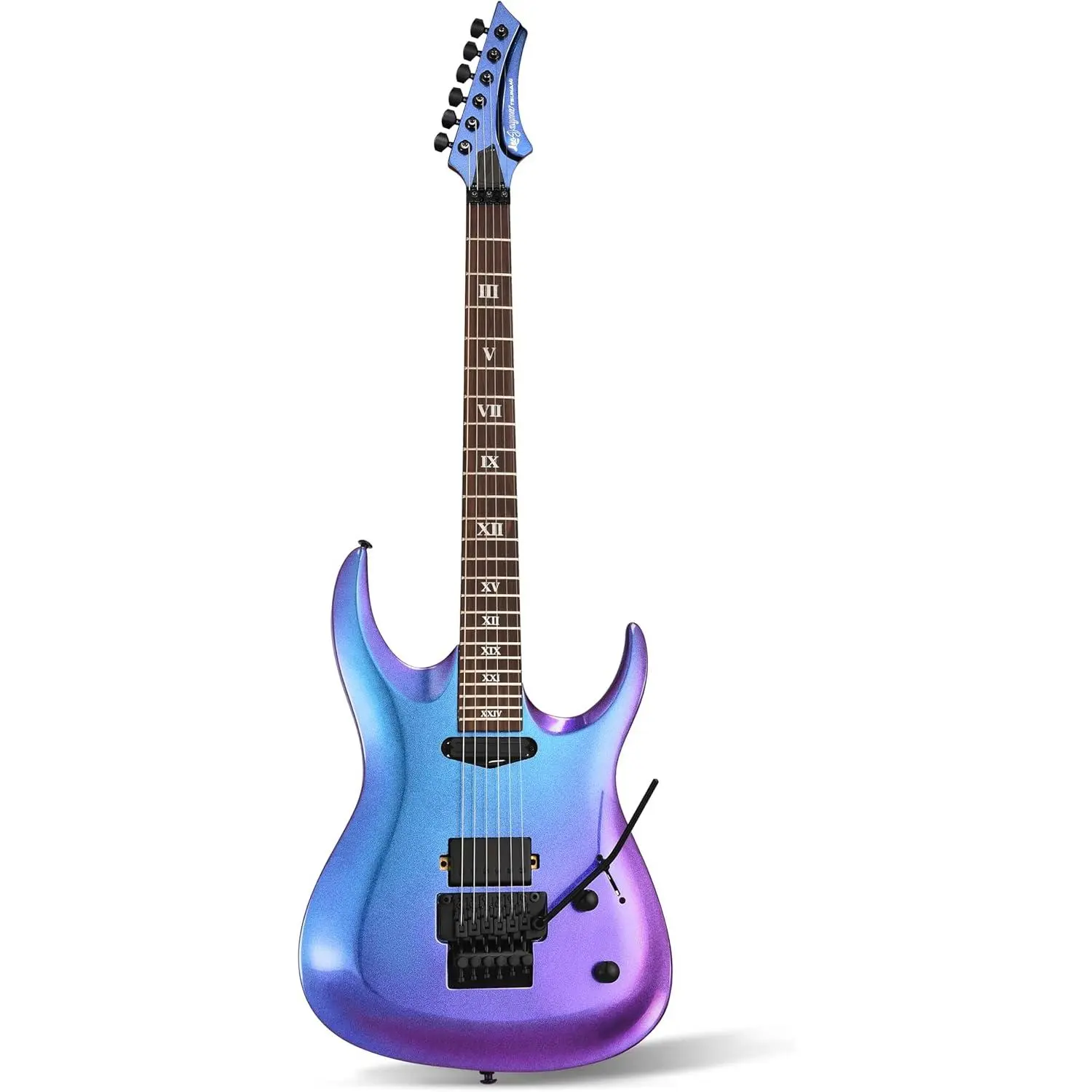 Leo Jaymz Tsunami Electric Guitar - Mahogany Body, Roasted Maple Neck, HH Rail Pickups, Double-Locking Tremolo, 24 Frets, Gift Ideas for Music Lovers, Unisex