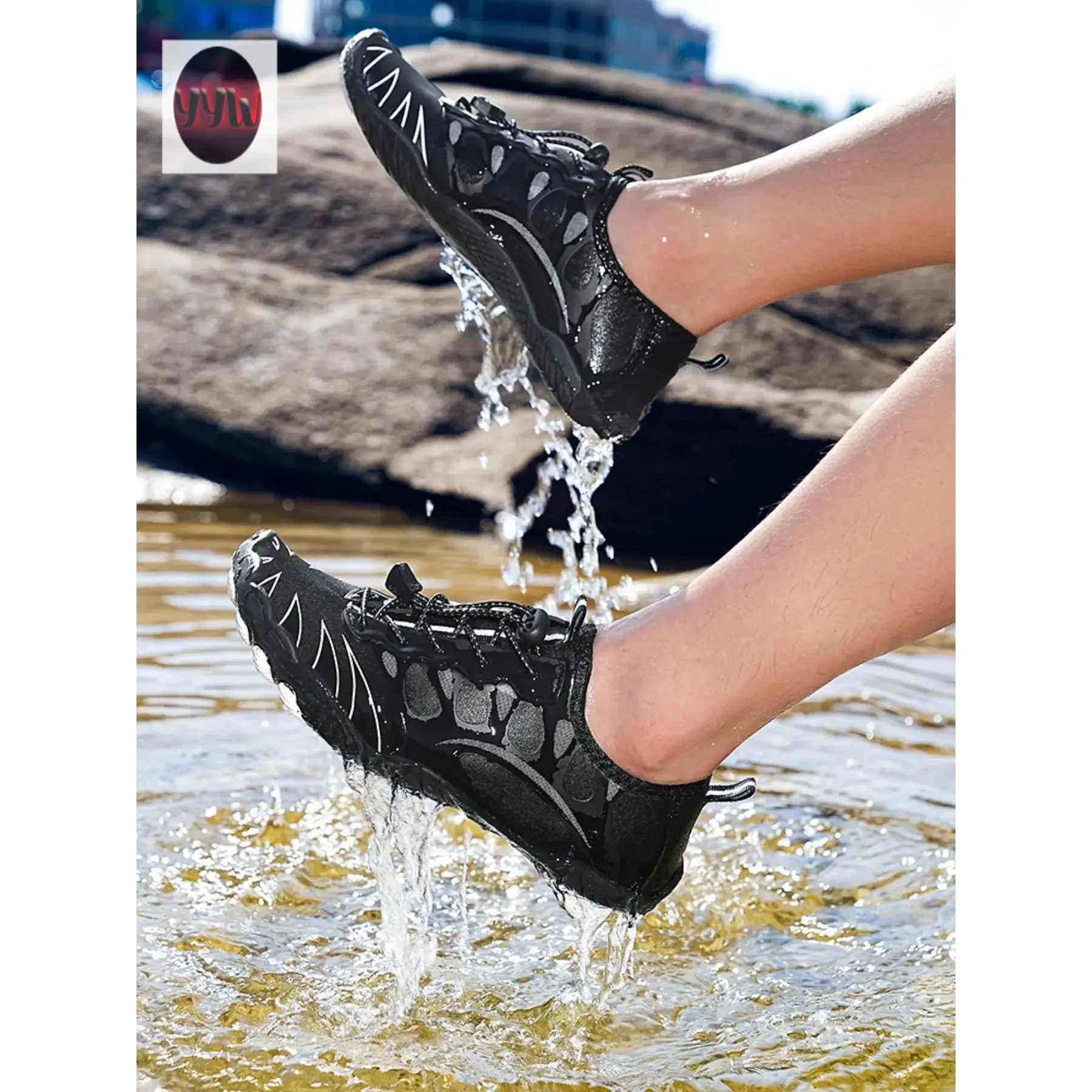 YYW1 Unisex Colorblock River Trekking Shoes, Lightweight Quick Drying Swimming Shoes, Non-Water Shoes Beach & Water, Water Aqua Shoes, Beach Footwear