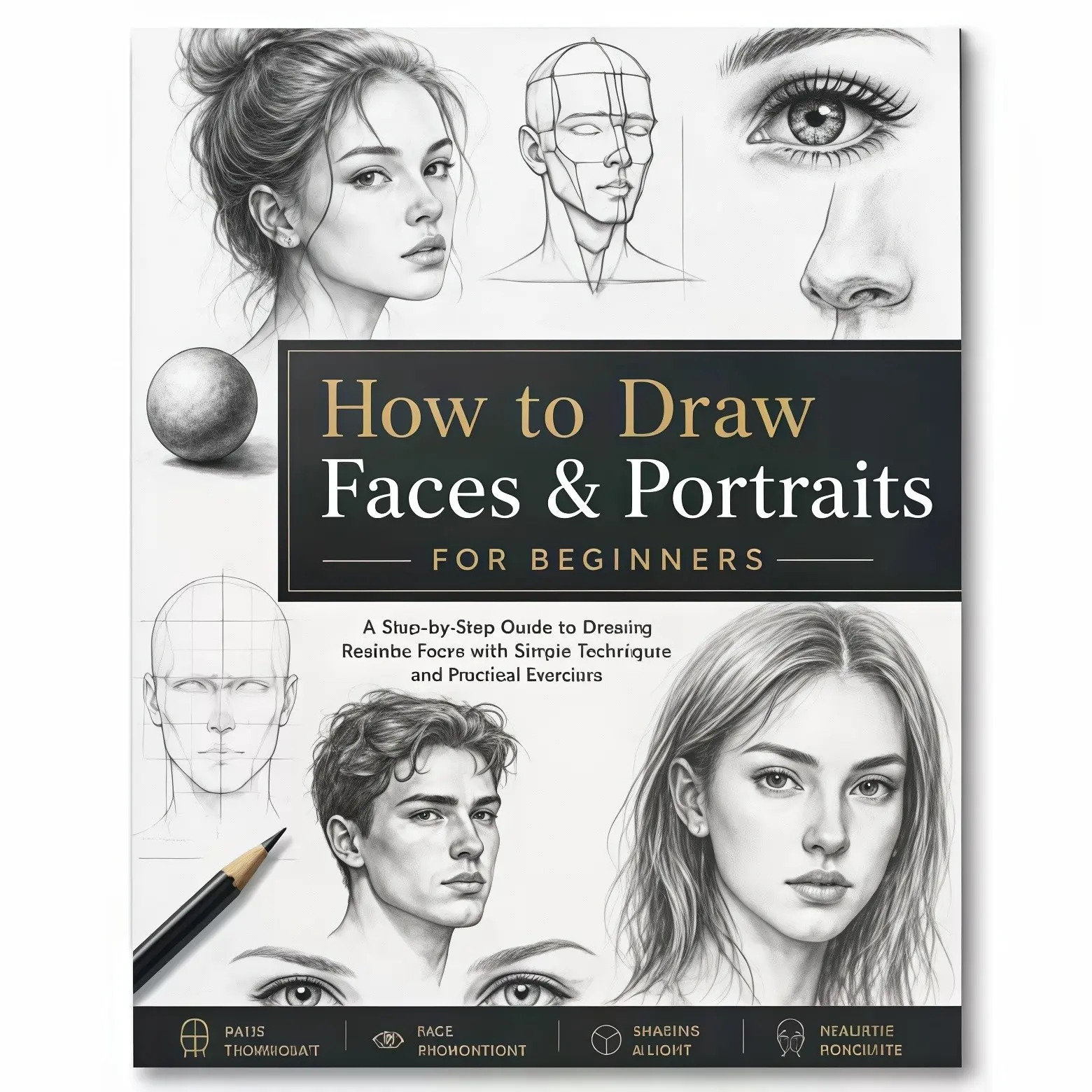 How to Draw Faces & Portraits For Beginners, Step-by-Step Pencil Sketch Drawing Guide, Realistic Portrait Drawing Tutorial Book, Great Gift for Art Students & Drawing Lovers