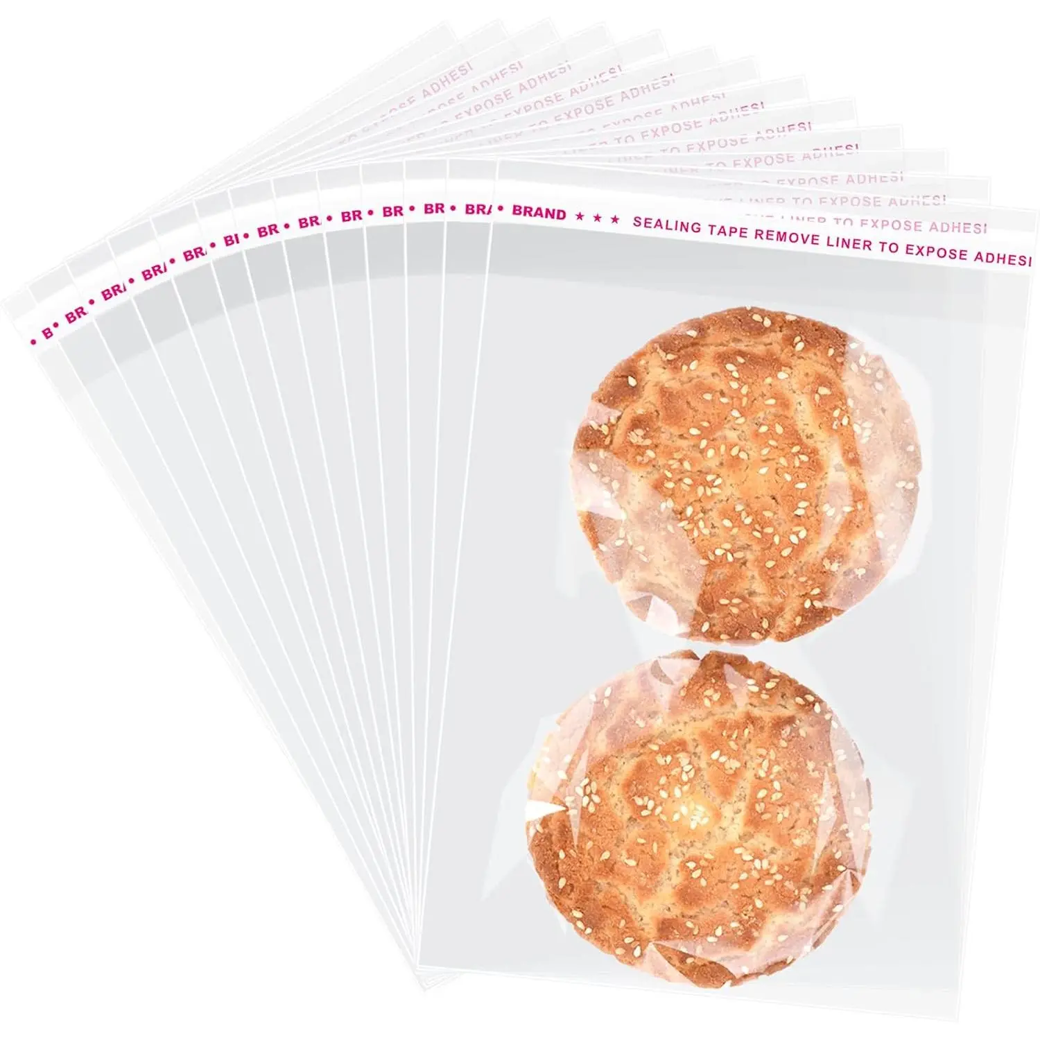 300 Pcs Clear Cellophane Bags 5x7 Inches, Self Sealing Resealable Cookie Bags for Candy, Gifts, Favors, Bakery Supplies, Chocolate Chip Cookies, Brownies