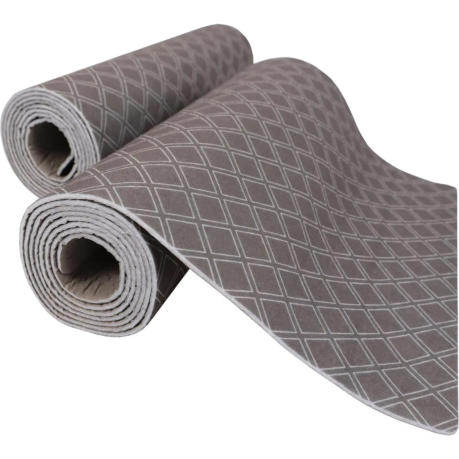 Premium Luxury Shelf & Drawer Liner Mat, Thick Cushioned Fabric, Non-Adhesive, Absorbent, Waterproof, Slip-Resistant, Washable, USA-Made Liners for Kitchen Cabinets (12”x59”, 2-Pack, Taupe)