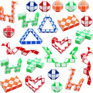 24 Pack 24 Blocks Magic Snake Cube, Mini Snake Speed Cubes, Twist Puzzle Toys for Kids Party Bag Fillers, Party Favours, Random Colorfidget toys