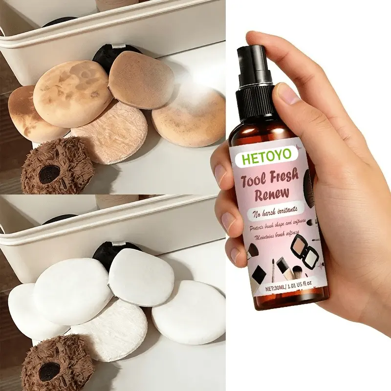 Make-up tool cleaning spray, decontamination and quick-drying cosmetic brush