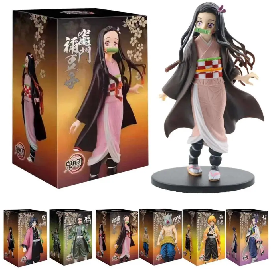 Anime  Demon Slayer Kimetsu no Yaiba figure Kamado Tanjirou Action Figure Agatsuma Zenitsu Nezuko Warrior PVC Model Toys AAA