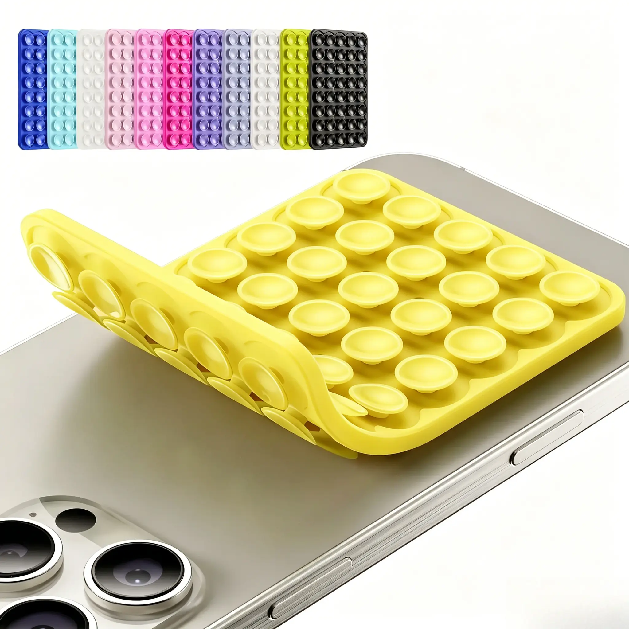 Silicone Suction Cup Phone Grip Holder, Reusable Removable Vacuum Hands-Free Mount, Double Sided Sticky Fit Glass Metal Plastic Surfaces, Compatible With Iphone & Android For Selfie Shooting And Video Recording