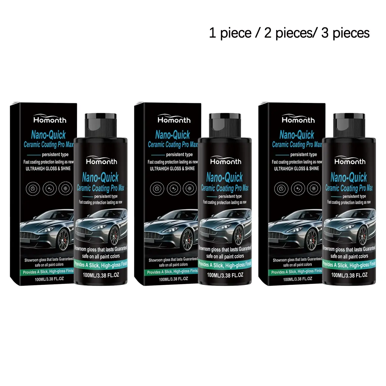 Car Nano Coating Agent, Gentle Cleaning, Dirt Removal, Ceramic Coating, Car Paint Waterproof Protection, Mirror Brightening, 100ML/2/3 Pack