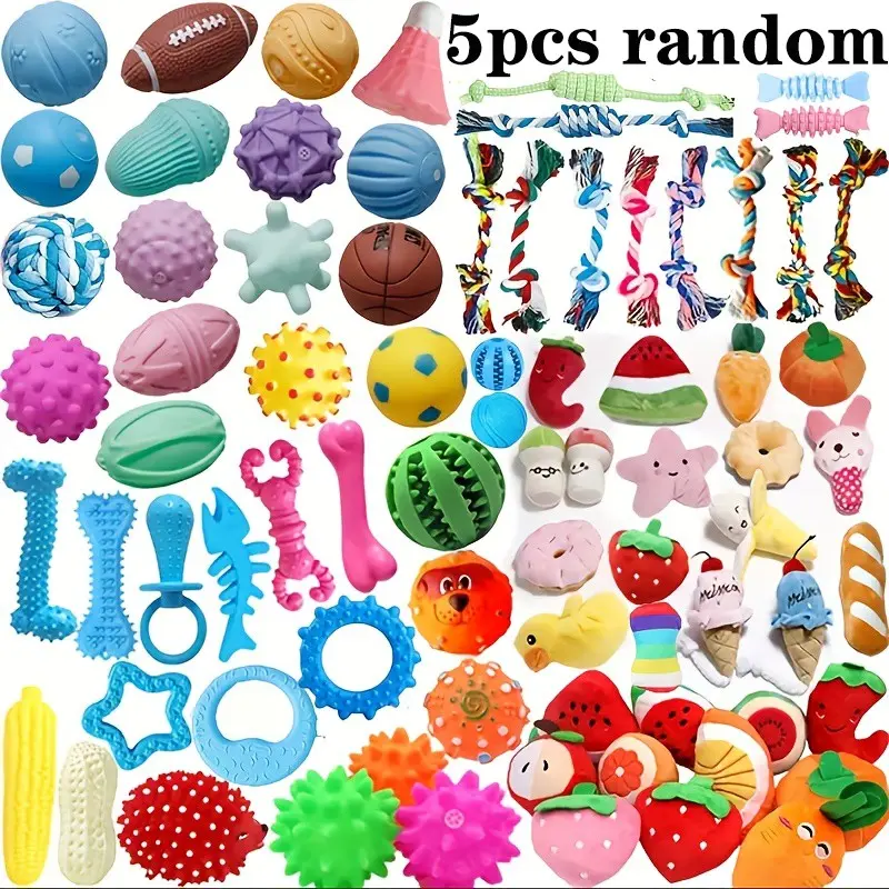 Dog Toys for Fun and Teeth Cleaning, Puppy Durable Interactive Chew Toys Pack, Squeak Toy, Squeaky Toy Balls, Tug of War, Rope Toys for Puppies to Small Dogs