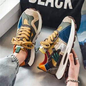 Summer New Forrest Gump Style Men's Heightened Platform Waffle Dad Shoes Casual Running Travel Youth Sports Sneakers