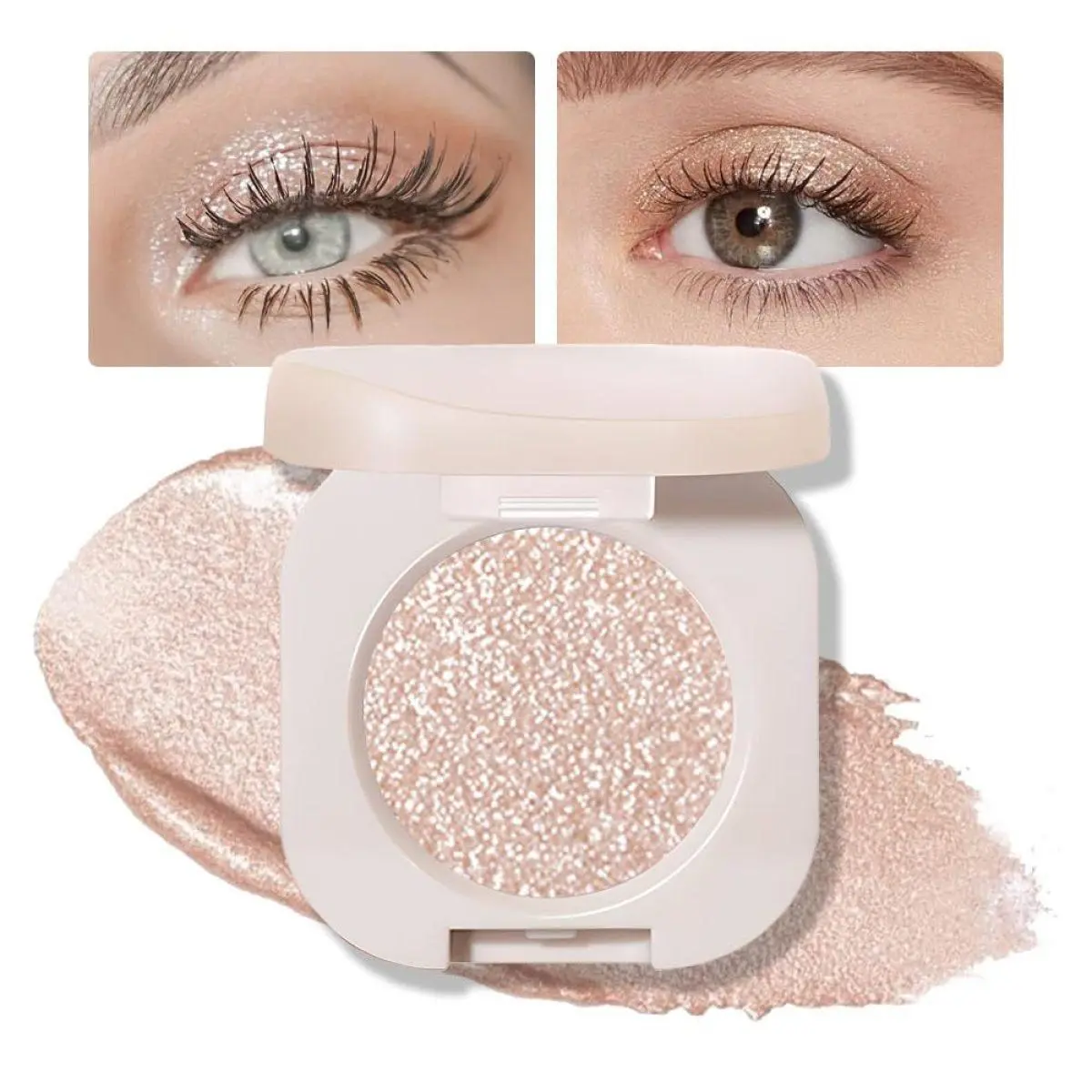 Pearl White Silver Single Eyeshadow - High Pigment, Long-Lasting Holographic Pressed Powder, Crease-Proof, Cruelty-Free Makeup for All Skin Types