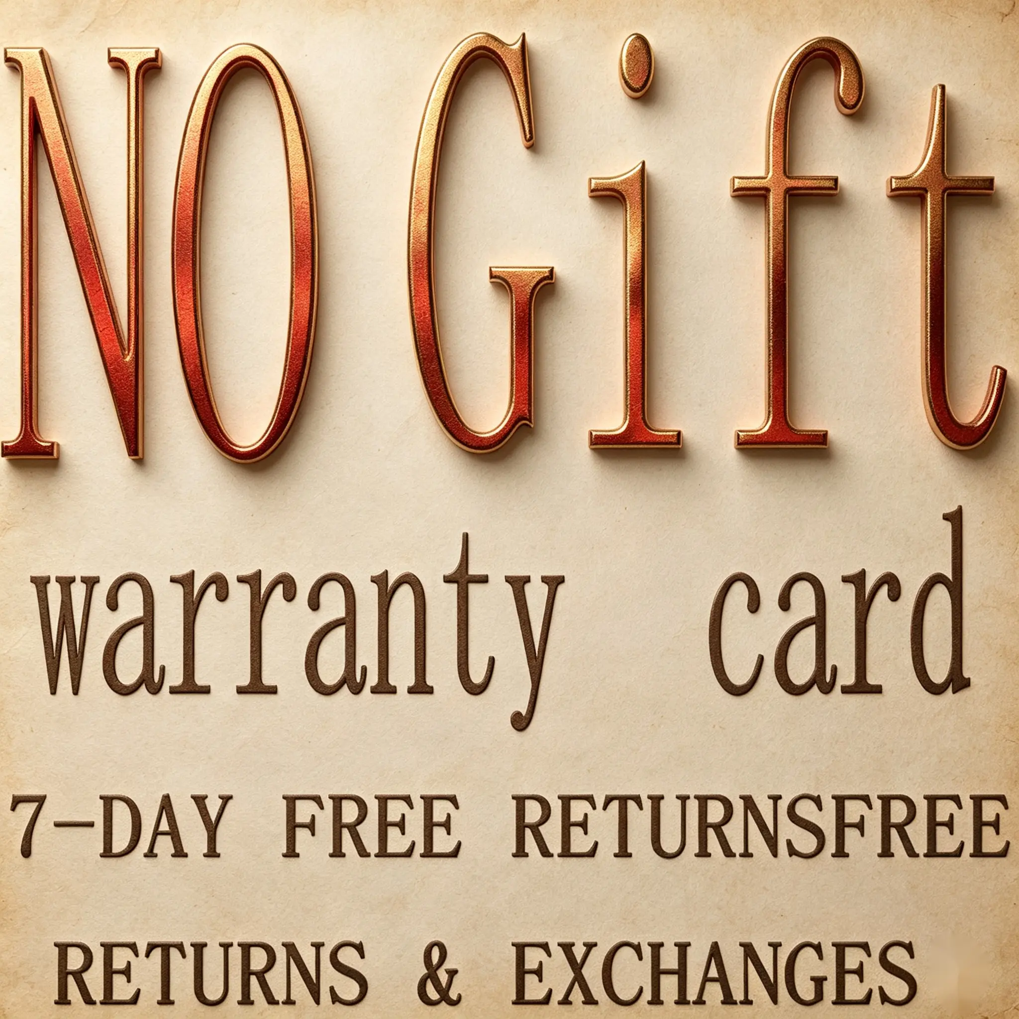 NO GIFT ! !! WARRANTY CARD