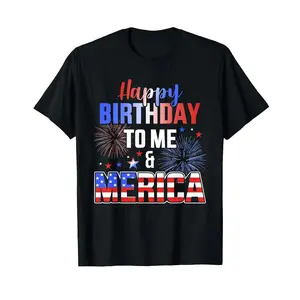 Men's T-shirt 100% CottonHappy birthday to me and merica with US flag 4th of July T-Shirt