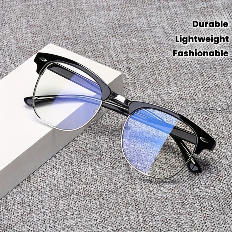 Anti-Blue Light Glasses for Men & Women Lightweight Metal Frame Eye Strain Relief Y2K Minimal Style Computer Glasses for Work Gaming Office Study Daily Use