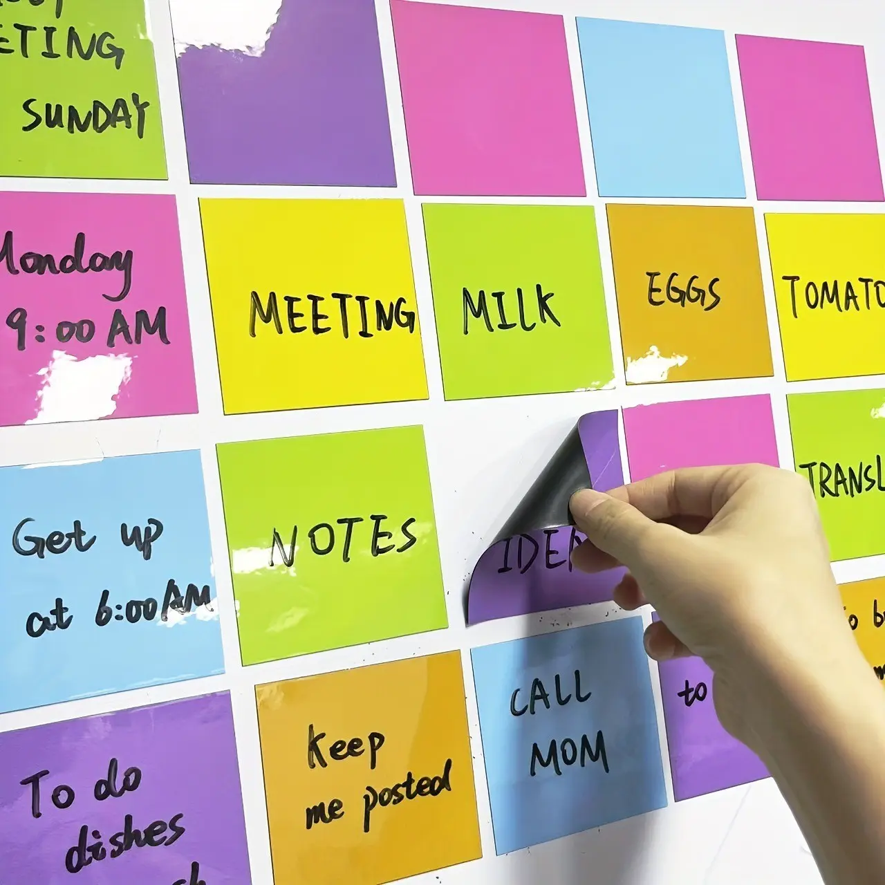 1 set 30 Reusable Magnetic Sticky Notes, 3x3inches - Erasable Removable Labels with 4 Markers, Suitable for Whiteboards, Refrigerators,Storage Cabinets, etc. - Perfect Choice for Home Office, Office Supplies