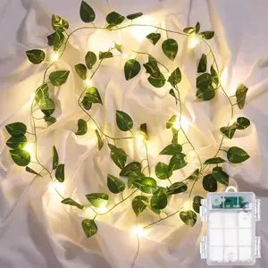 50/100 LED Ivy Leaf String Lights, Battery Operated, Festival Decor, Bedroom, Wall, Balcony, Wedding, Party, Valentine's Day