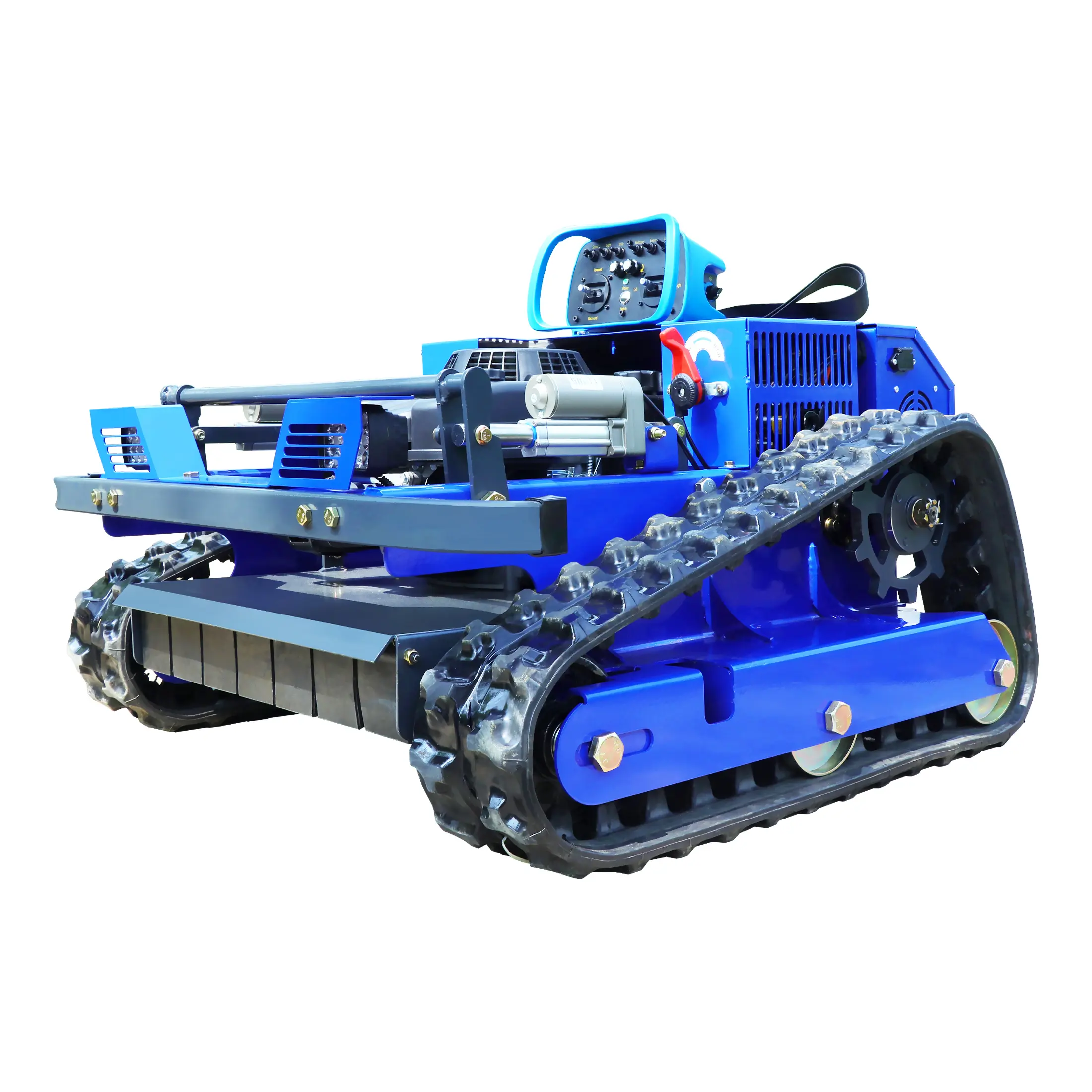 AWY-550 Remote Control Robot Mower Automatic Charging Cordless 45° Climbing All Terrain Rubber Tracks CE EPA Approved High Efficiency Grass Cutting Blades