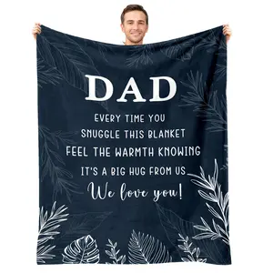 Cozy Flannel Fleece Throw Blanket with Heartfelt Dad Message – Soft, Warm, and Machine Washable – Perfect for Father'S Day, Family Bonding, and Everyday Comfort, Dad Gift Flannel Fleece