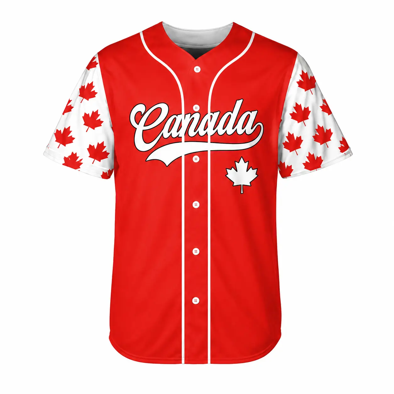 Men's Canada Baseball Jersey - Short Sleeve, Maple Leaf Graphic Button-Down, Canadian Flag Fan Apparel, Lightweight Breathable Athletic Wear, S/2XL/3XL/4XL, 2026 Father's Day Gift Ideas, 5 Sense Gifts for Him, Fathers Day, Male