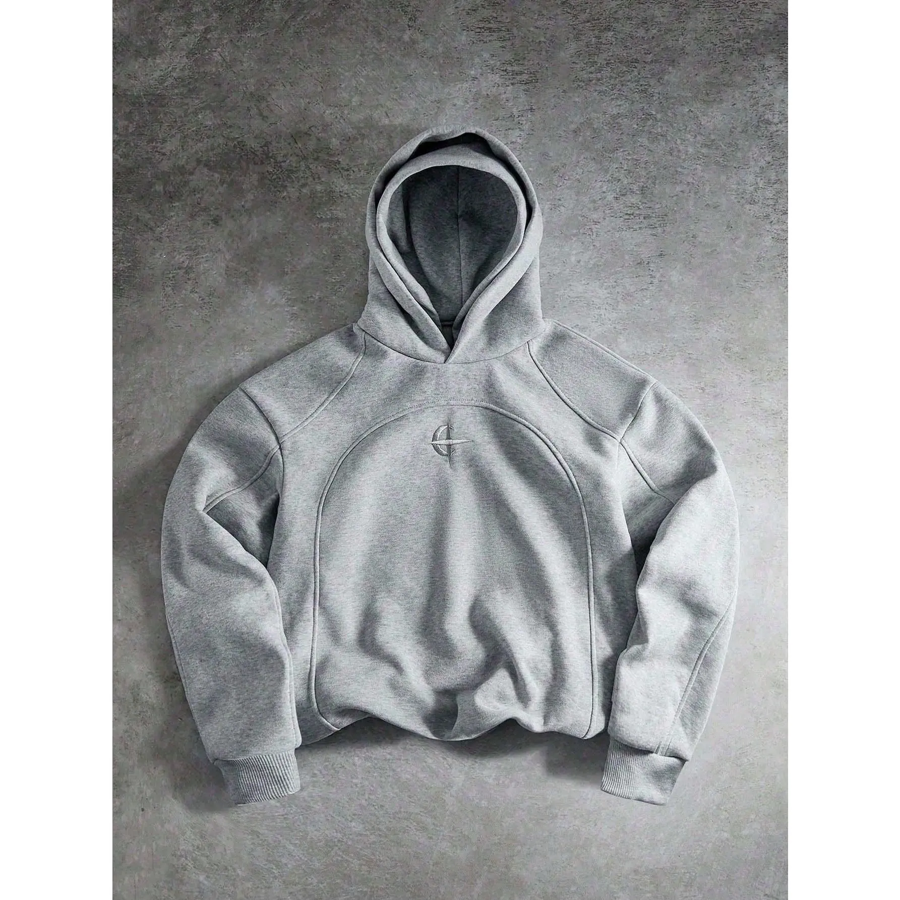 Men's Light Grey Double-Hooded Patchwork Hoodie,Autumn Streetwear Dress,Baggy Graphic Embroidered Pattern,Matching Friends I Love My Boyfriend Style