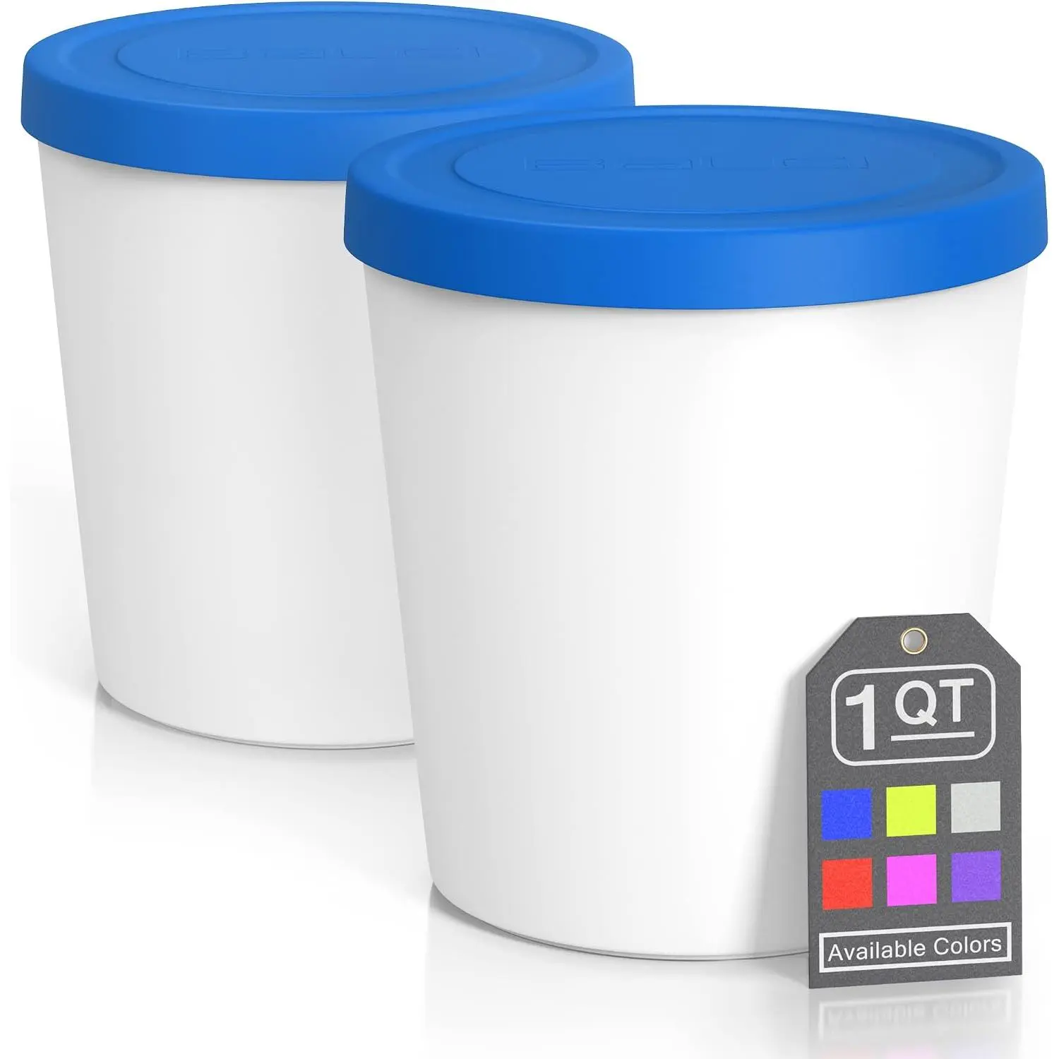 Ice Cream Containers - 2 Pack 1 Quart Tubs (Blue) |   freezer storage tubs with   for ice cream, sorbet & gelato.  & leakproof.