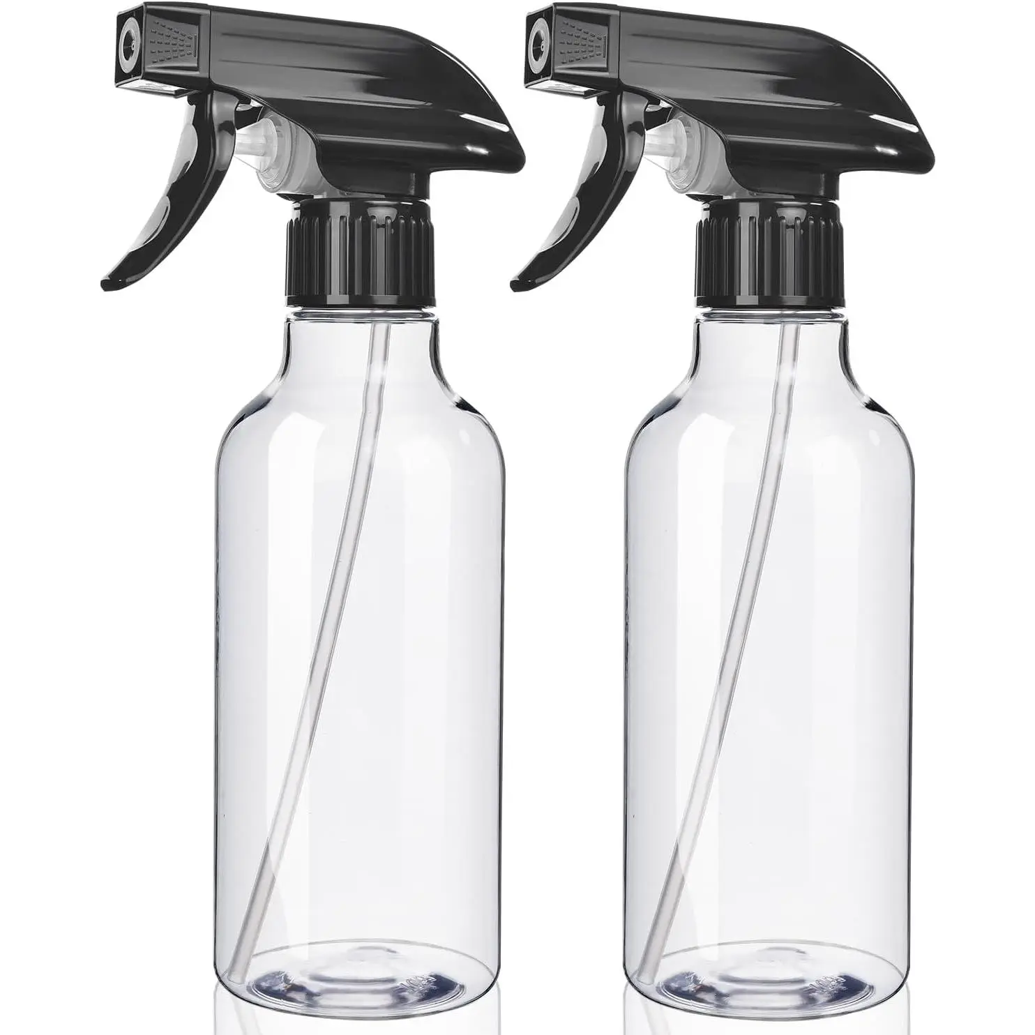 Bottles 2-Pack, 10 Oz, Mist & Stream, Heavy Duty Spraying Empty Water Sprayer Bottle,  Plastic Refillable Containers for Cleaning Solutions, , Hair, Essential Oils (Clear)