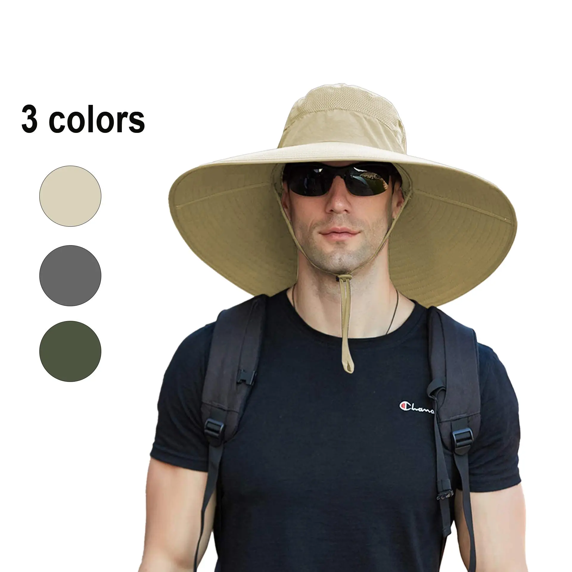 Super Wide Brim Cotton Bucket Hat - UPF 50+ UV Protection, Waterproof, Breathable, Adjustable, Unisex Dark Grey Cap, Dry in Shade, Ideal for Fishing, Hiking, Father's Day Gift travelessentials