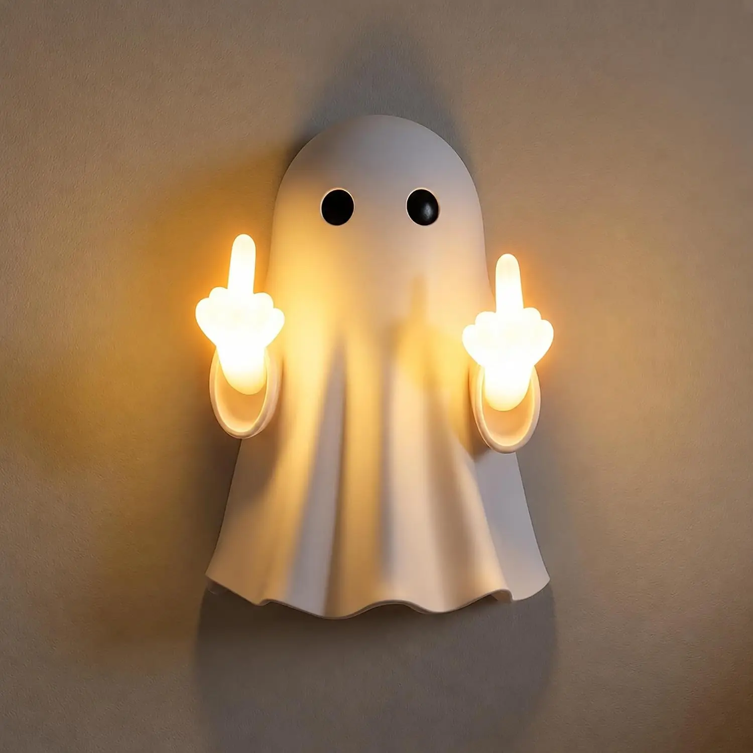Halloween Lamp Middle Finger Night Light up Mini Ghost Flipping Figurines Rear Hanging Buckle Plus Tabletop Display Offers Flexible Placement Desks Shelves Bedrooms Hallways Offices Porches