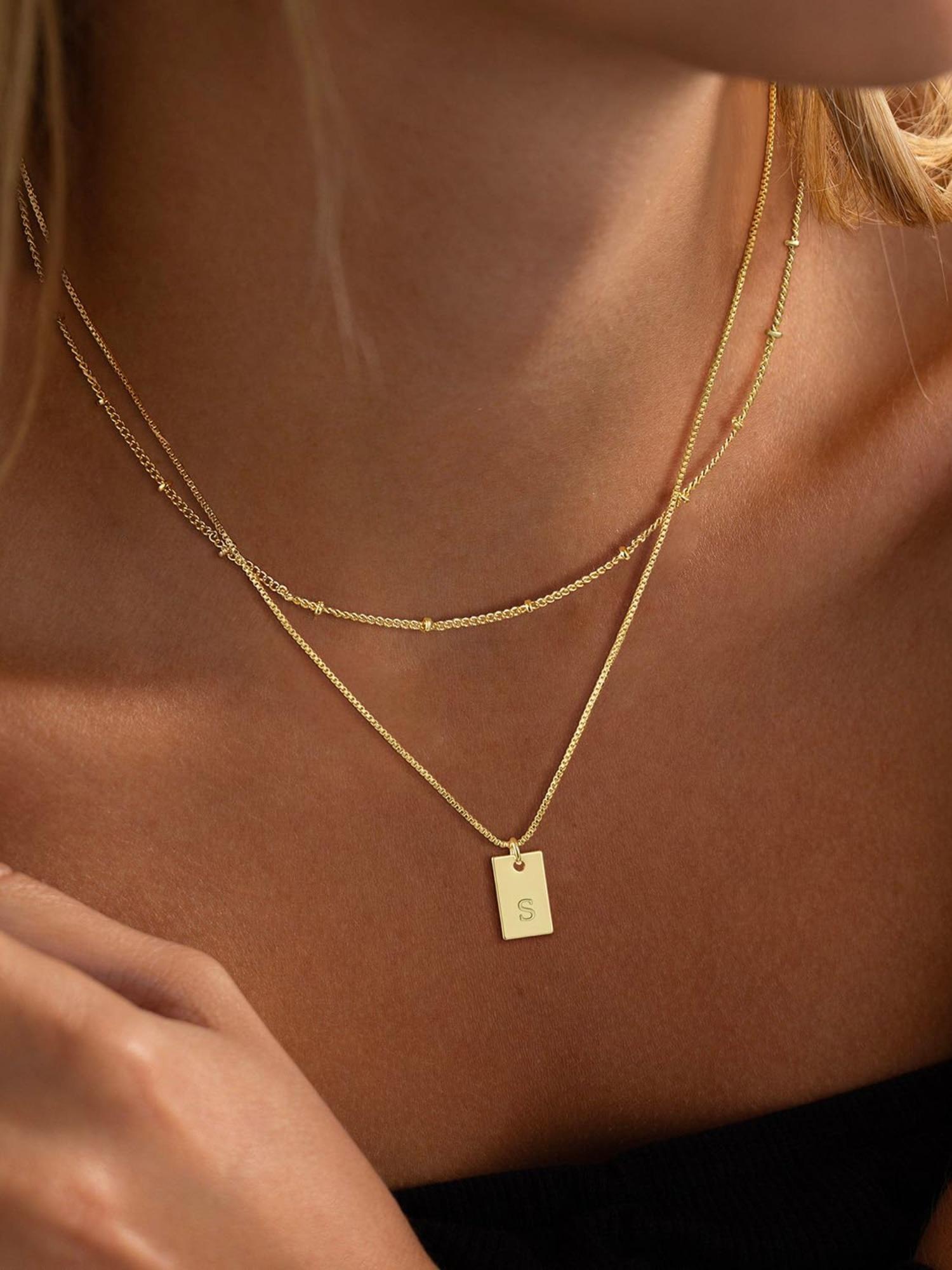 Layered Necklace, Initials Necklace, Fashionable Letter Pattern Decor Pendant Necklace for Women & Girls, Fashion Jewelry for Party, Daily Decor, Trendy All-match & for Birthday Gift