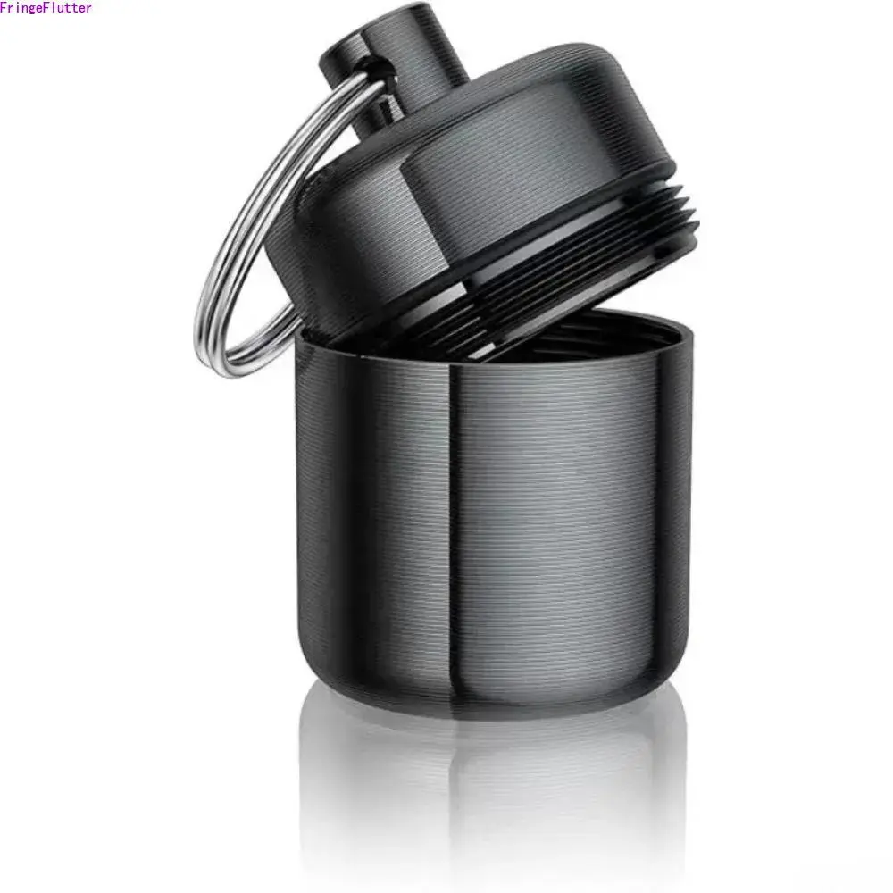 Mini Aluminum Metal Pill Box with Detachable Keychain Ring, Waterproof Airtight Screw Clasp Medicine Organizer, Portable Pocket Pill Container, Multi-Use Storage Case for Vitamins, Earplugs, Tiny Jewelry, Travel, Camping & Outdoor Use
