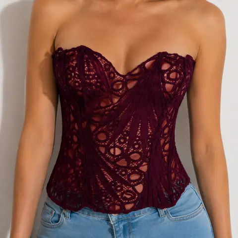 Elegant Snug Fit Lace Boned Corset Top, Vintage Bustier Shapewear for Festivals, Holidays, and Parties