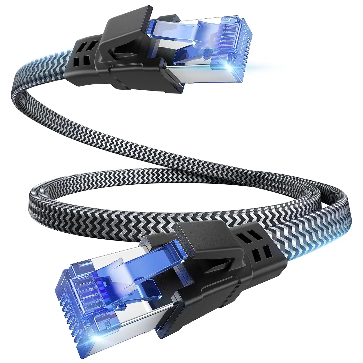 Shielded Anti-Nylon 8 Ethernet Network Cable, 3FT Heavy-Duty High-Speed 40Gbps 26AWG 2000Mhz Cable with Plated RJ45 Connector for Modems/Routers, PCs
