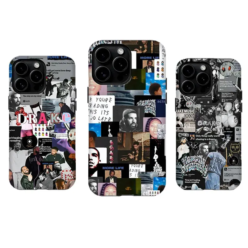 D-Drake Collage Custom Smartphone Case - Polycarbonate, Wireless Charging Compatible, Protective Cover with Rap Hip-Hop Aesthetic Print, Shock Resistance Accessory for iPhone 17 ProMax,16-11 & Samsung S21-S25, Gift for Music Fans