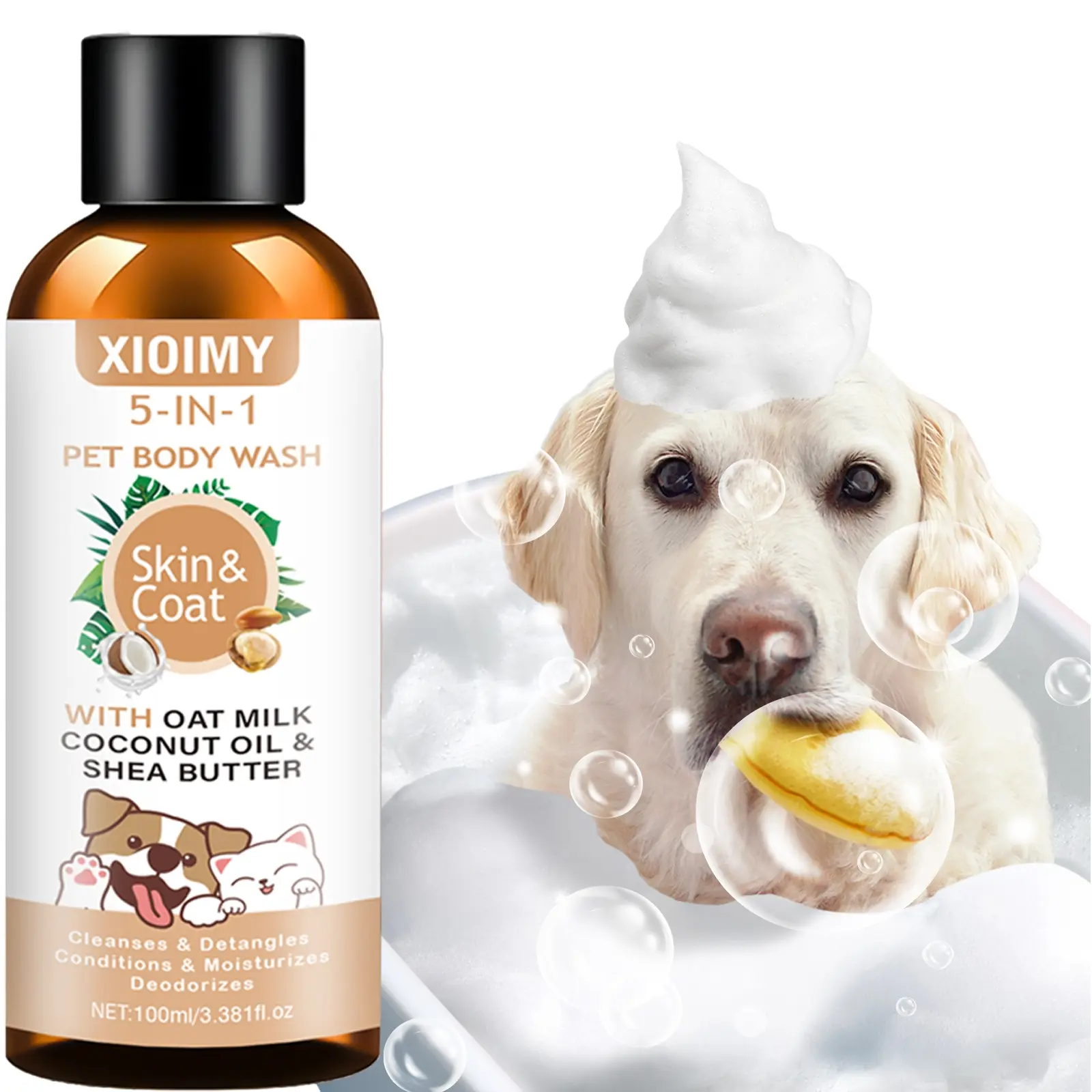 Pet Hair Care Shampoo, Puppy Shampoo, Five-In-One Odor Control, Deep Cleaning, Long-Lasting Scent, Soft and Glossy Fur, Gentle for Dogs, Cats and Kitten