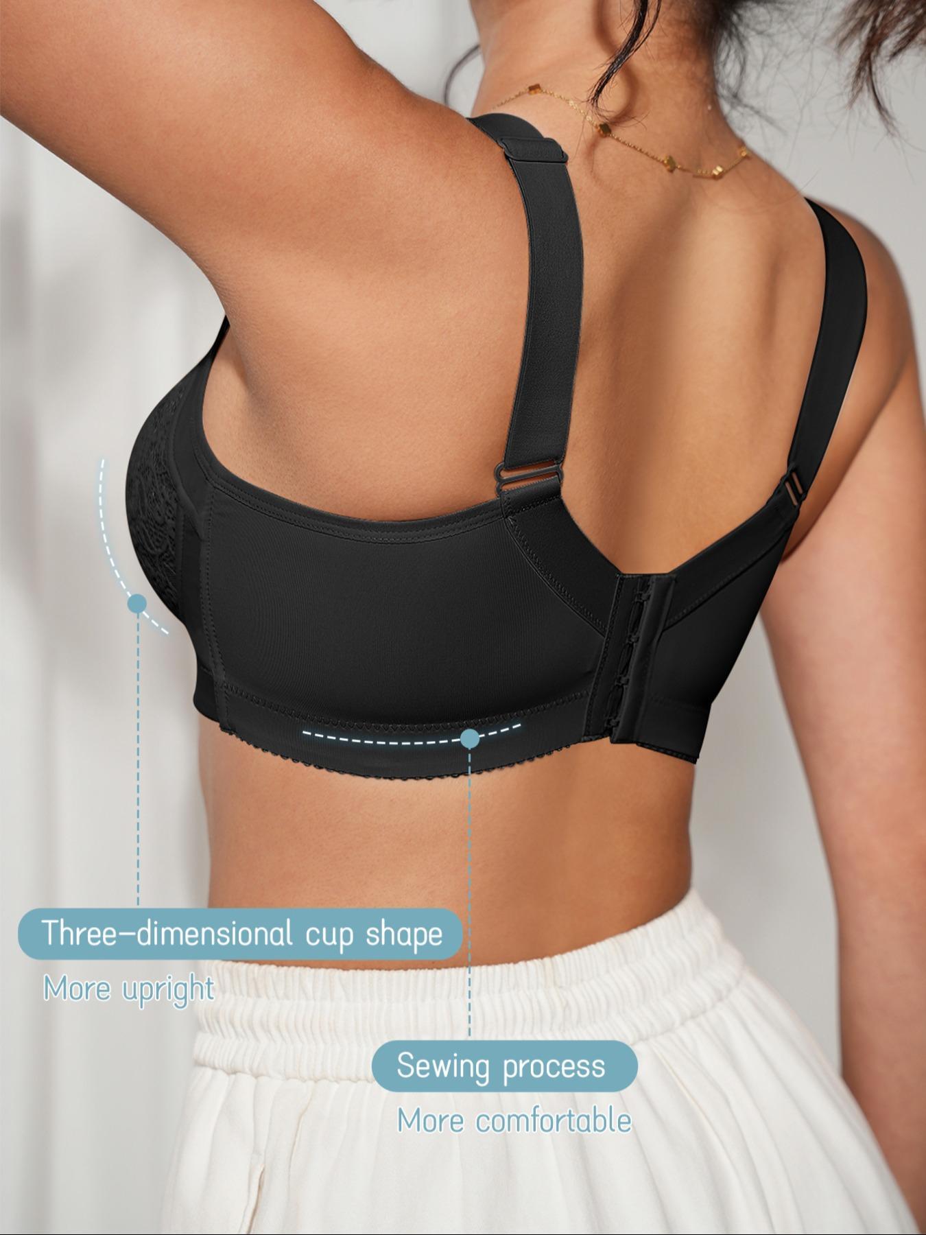 Women's Solid Color Push Up Bra, Simple Comfortable Breathable Lace Bra, Soft Adjustable Strap Bra for Daily Wear, Everyday Essential Bra, Lingerie for All Seasons, Fit, Medium