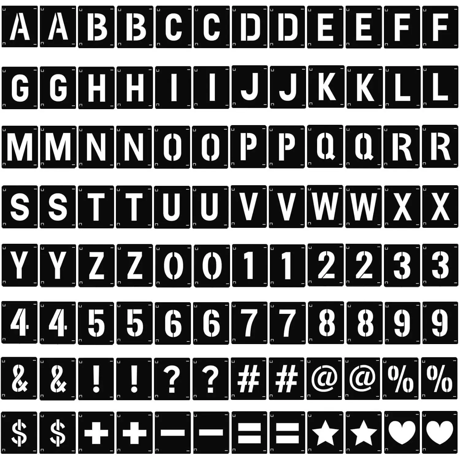 84 count 2 Inch Letter Number Symbol Stencils,  Alphabet Templates Interlocking Stencil Kit for Painting  , Wall, Fabric, Rock, Sign, DIY Art Projects