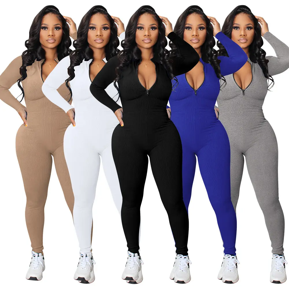 Women's Tummy Control Bodysuit, Long Sleeve Slim Fit Solid Color Shapewear Jumpsuit for Yoga and Casual Wear, Jumpsuits For Women